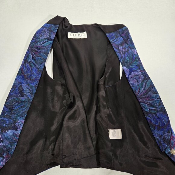 USA Vintage STUDIO by MICHELLE STUART Multicolor Floral JACQUARD Vest Women Sz M - Picture 13 of 17